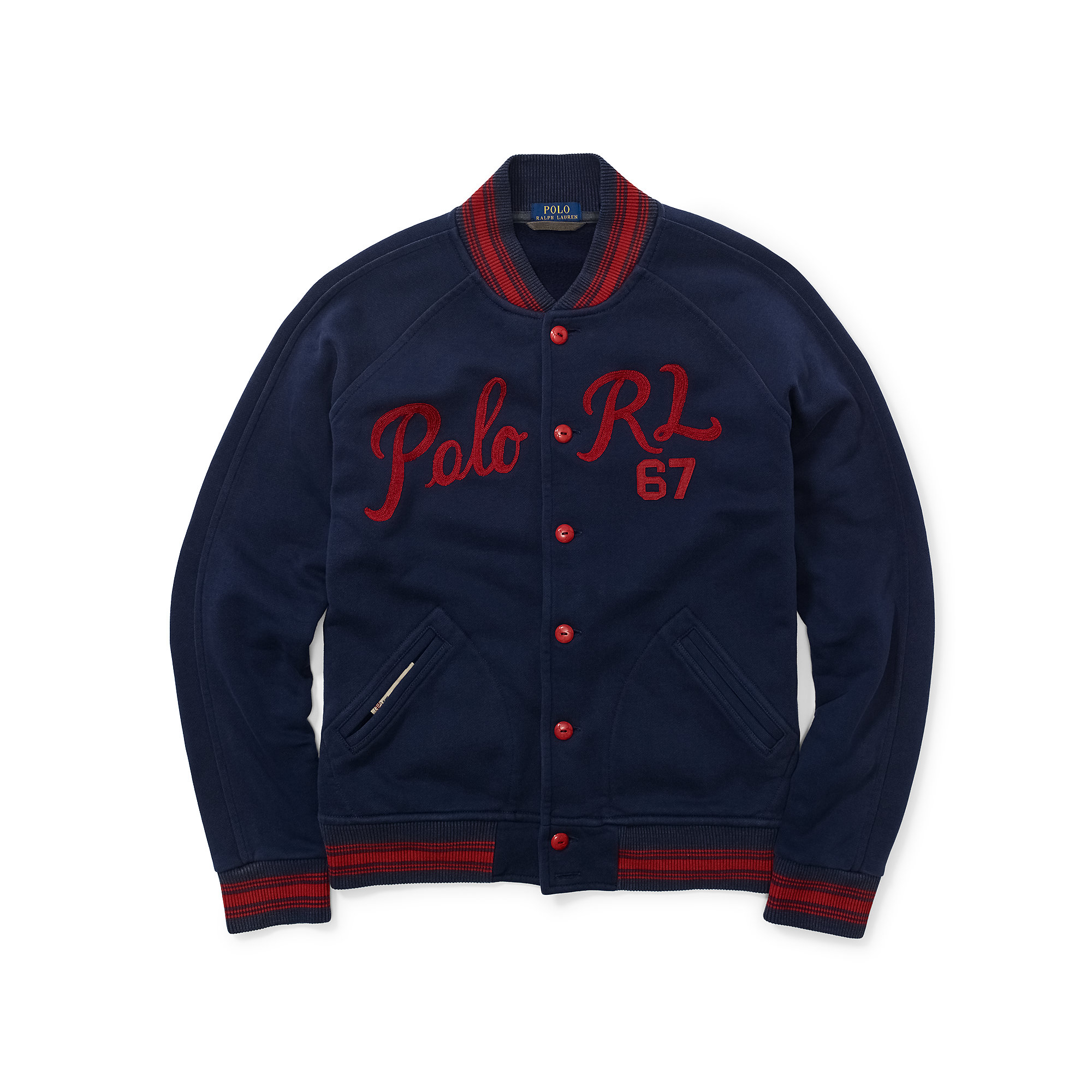 Polo ralph lauren Fleece Baseball Jacket in Blue for Men | Lyst