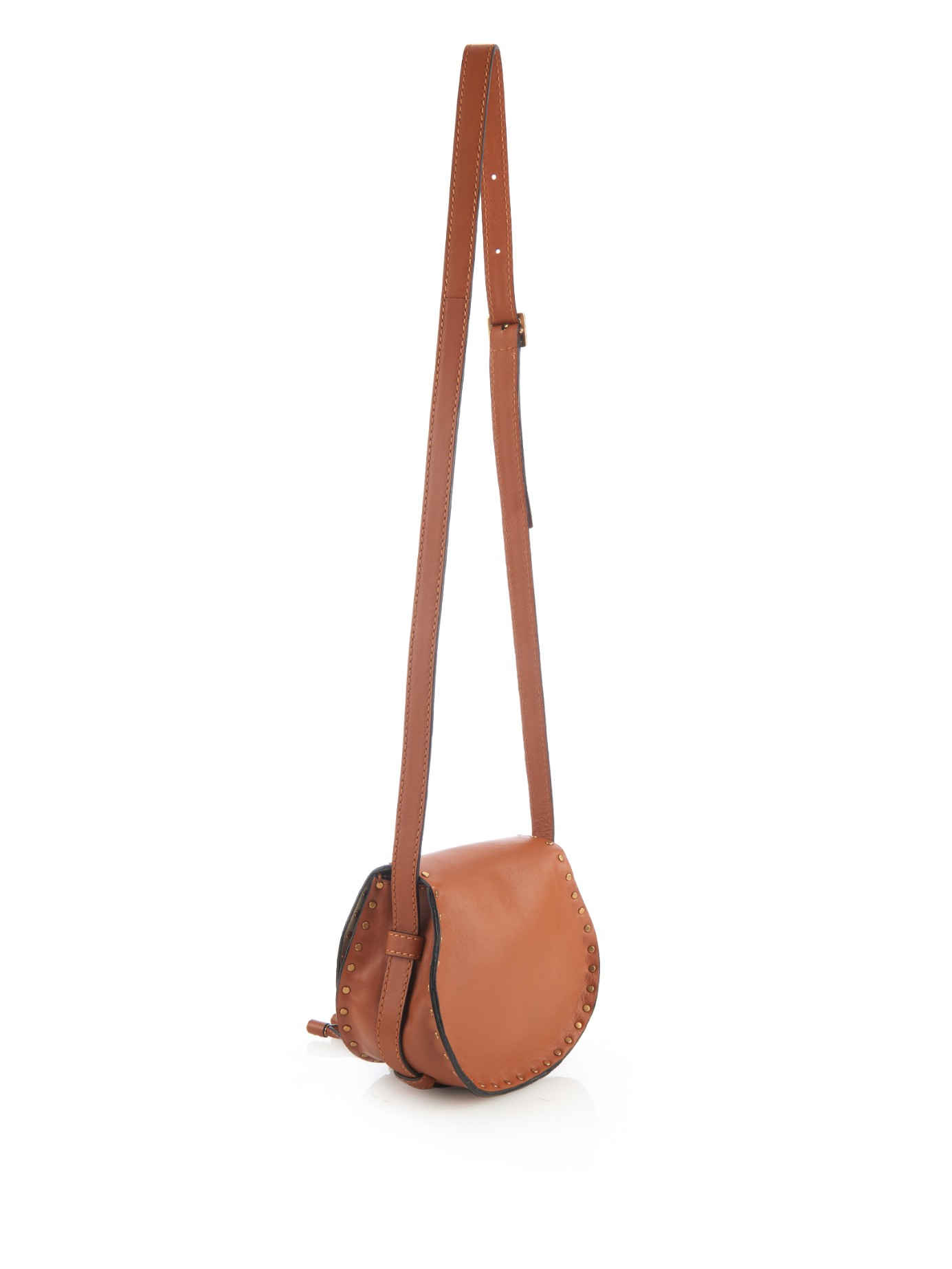 Chlo Marcie Mini Studded Leather Cross-body Bag in Brown (TAN) | Lyst