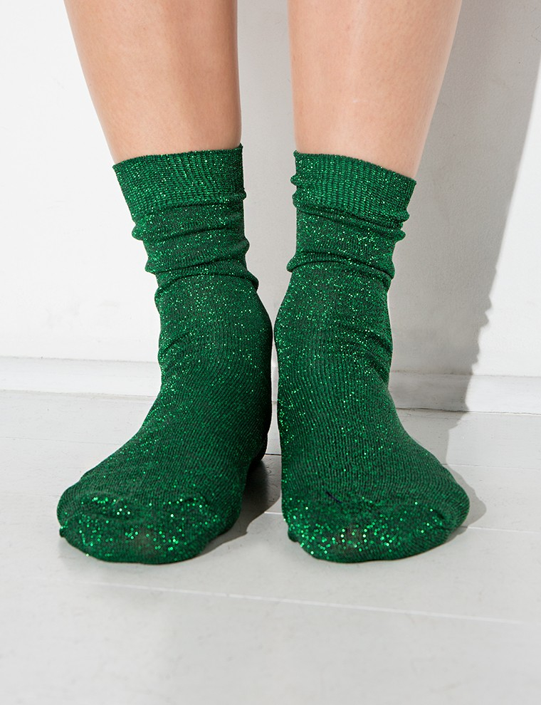 Pixie market Green Glitter Socks in Green | Lyst