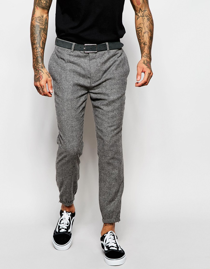 Lyst - Asos Slim Smart Joggers In Tweed in Gray for Men