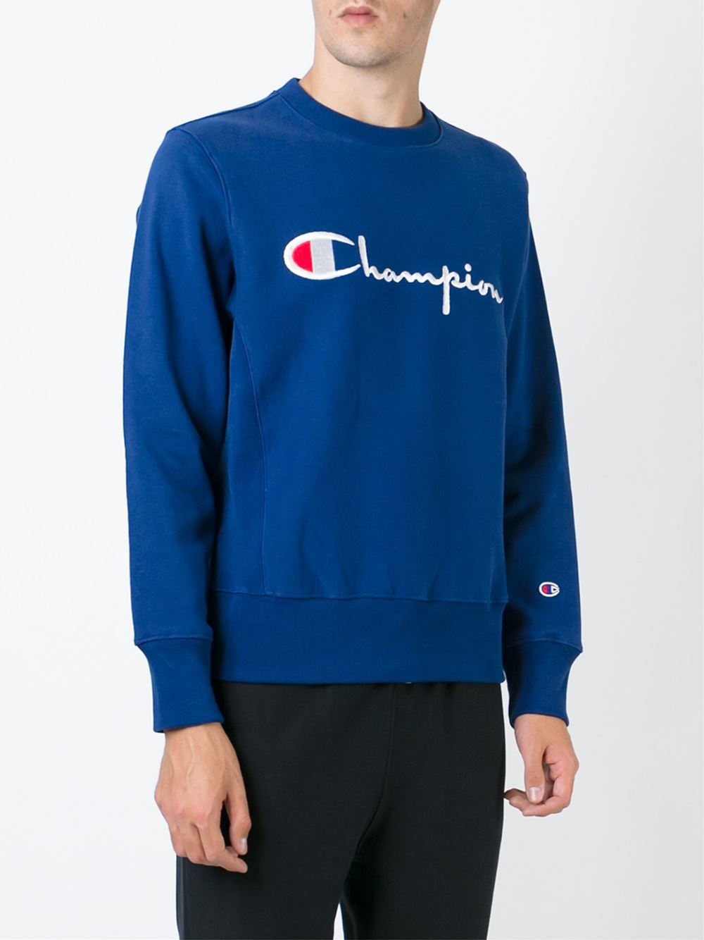 Lyst - Champion Logo Embroidered Sweatshirt in Blue for Men