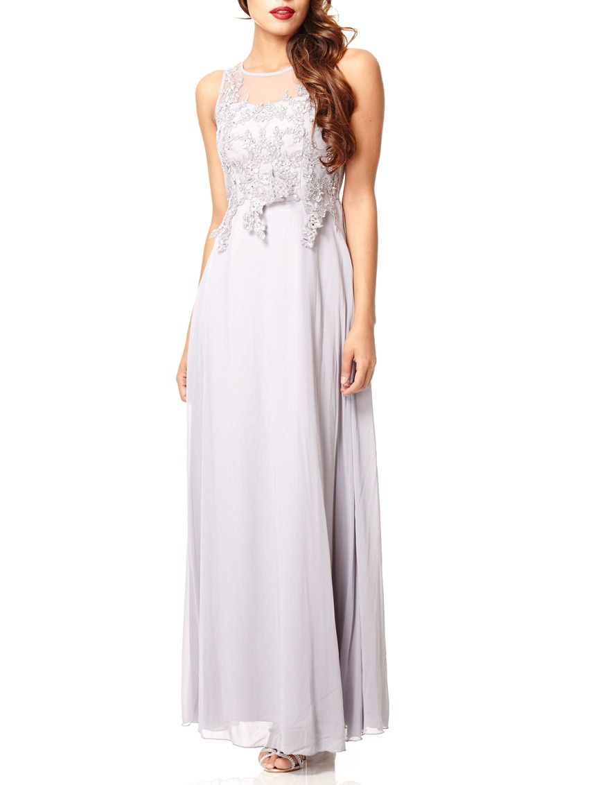 Lyst Quiz  Grey Lace Sequin Maxi Dress  in Gray