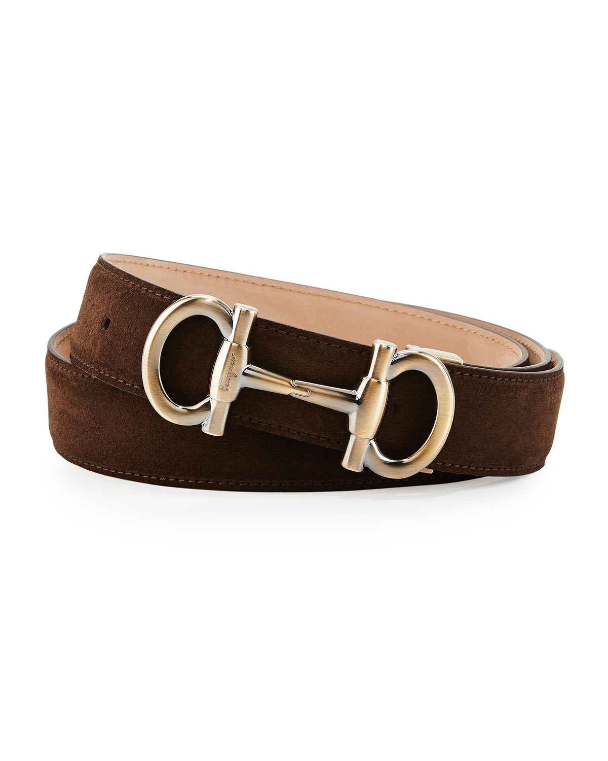 Lyst - Ferragamo Parigi Suede Gancini-bit Belt in Brown for Men