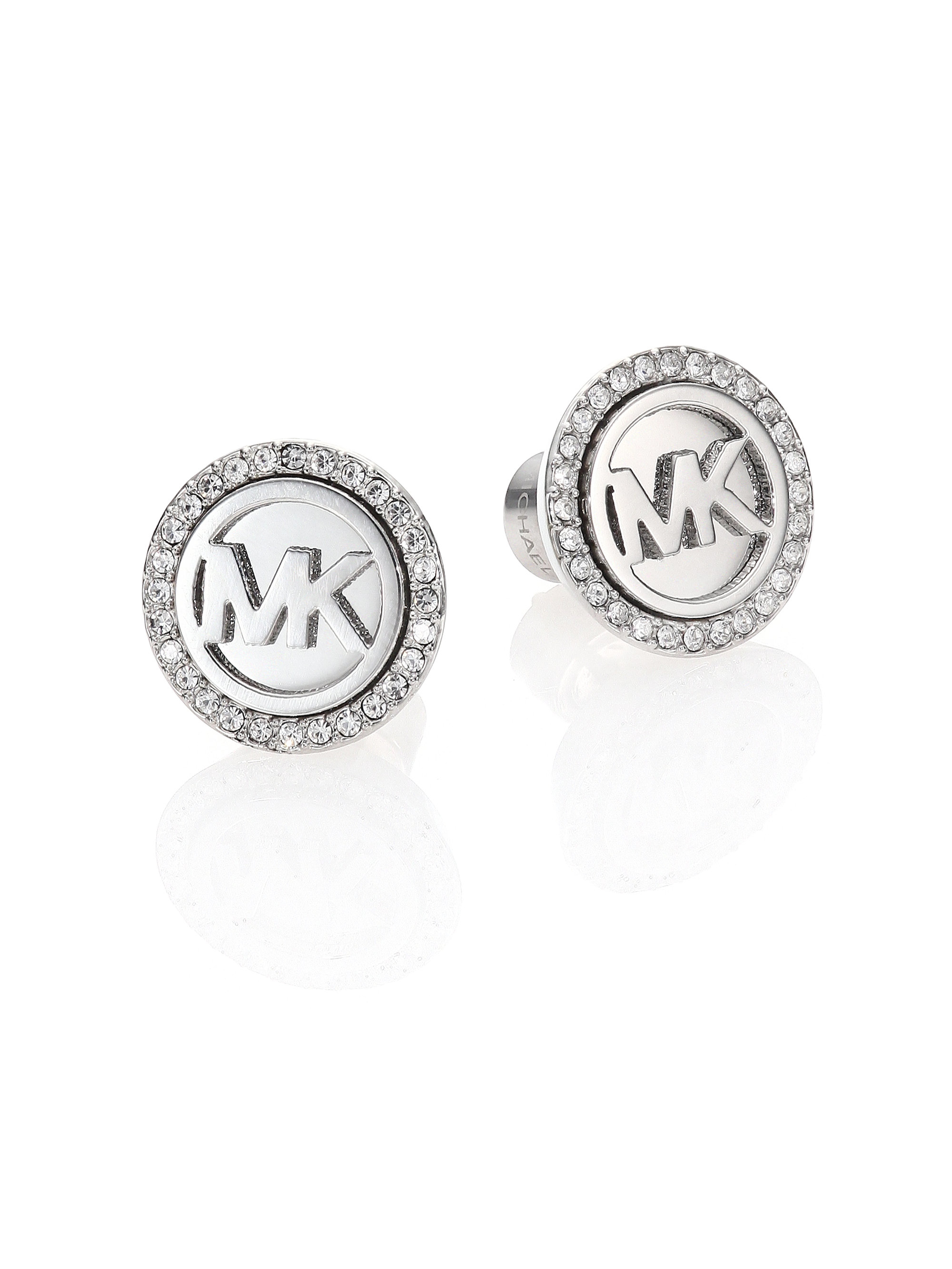Lyst Michael Kors Heritage Monogram Logo Stud Earrings In Metallic Gallery