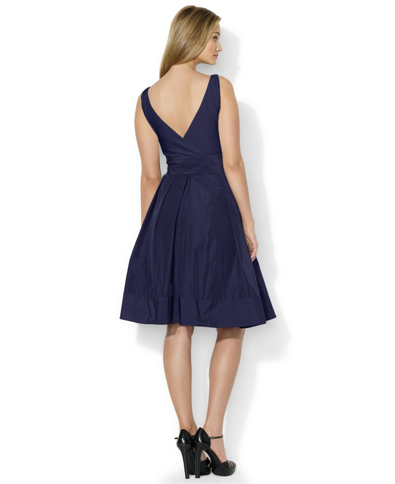 Lyst Lauren By Ralph Pee Pleated Tail Dress In Blue Gallery