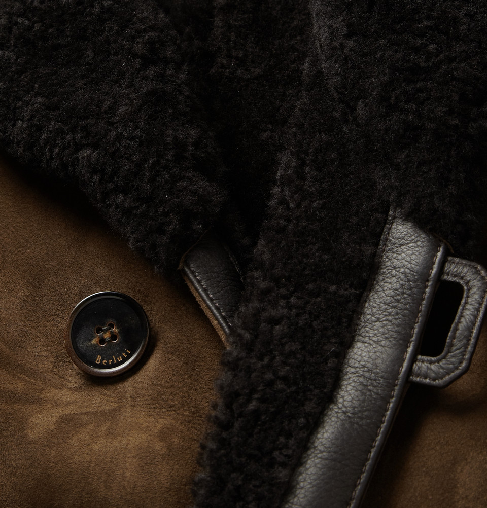 Lyst - Berluti Shearling Shawl-Collar Coat in Brown for Men