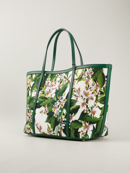 Dolce & Gabbana Floral Print Tote in Green | Lyst