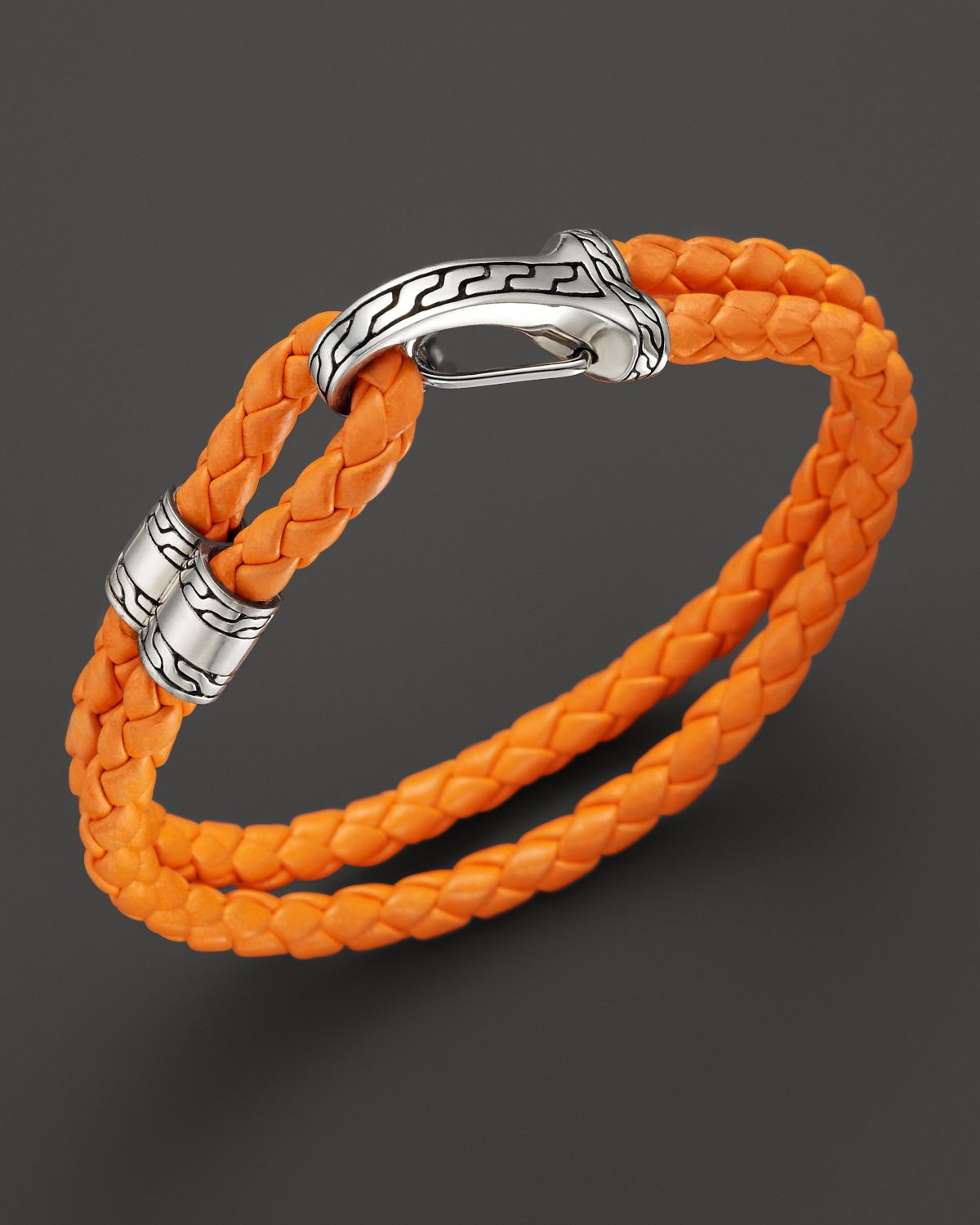 John hardy Men's Classic Chain Silver Hook Station Bracelet In Orange Leather Cord in Orange for