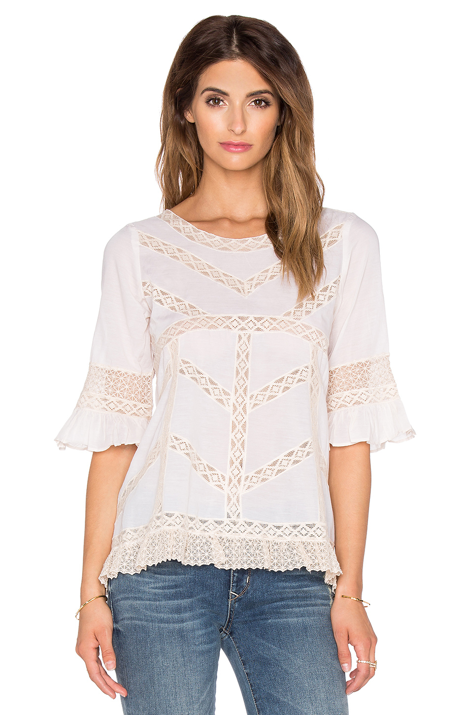 Lyst - Love Sam Lace Inserts Top in Natural