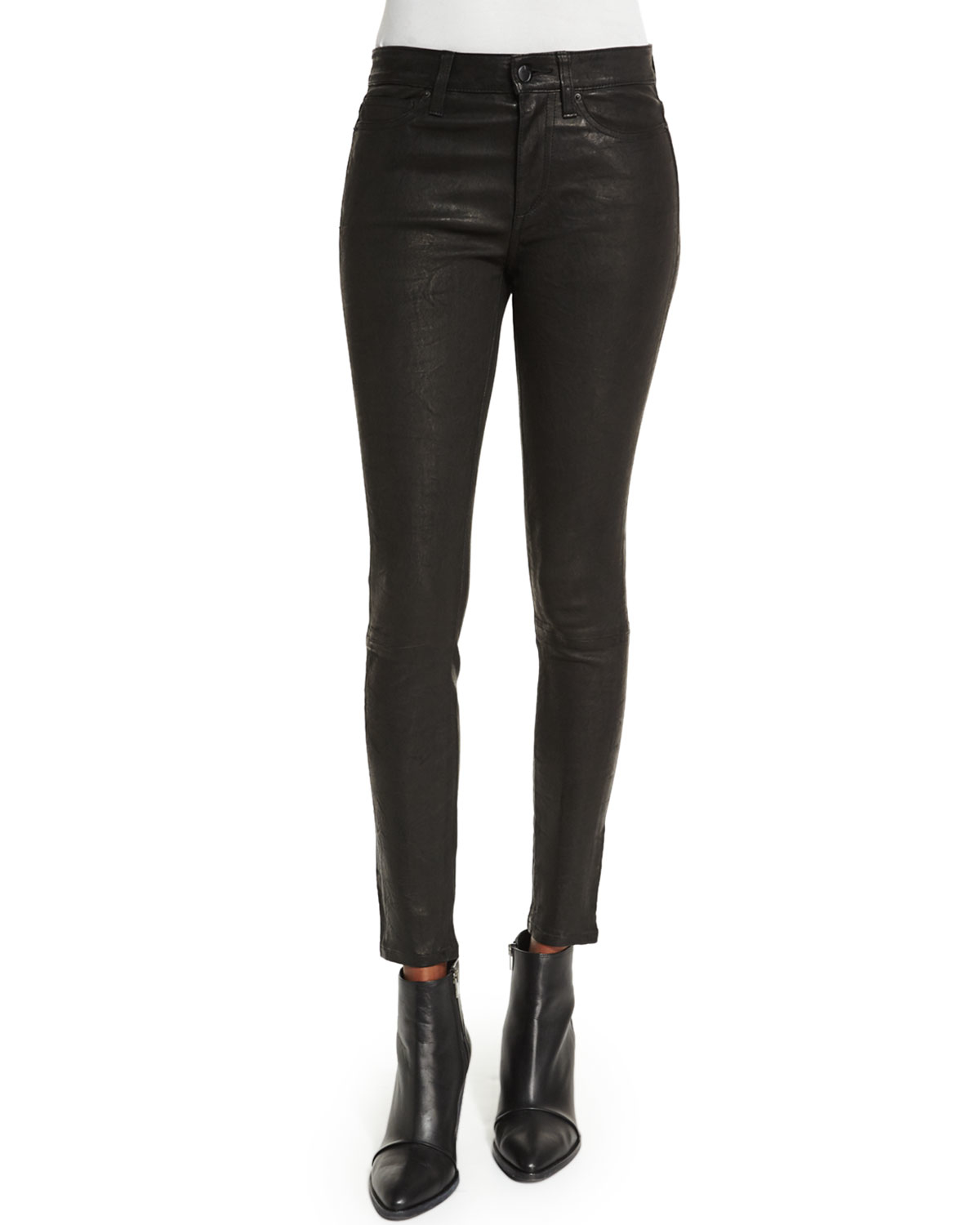 Lyst - Joe's jeans Distressed Leather Ankle Pants in Black