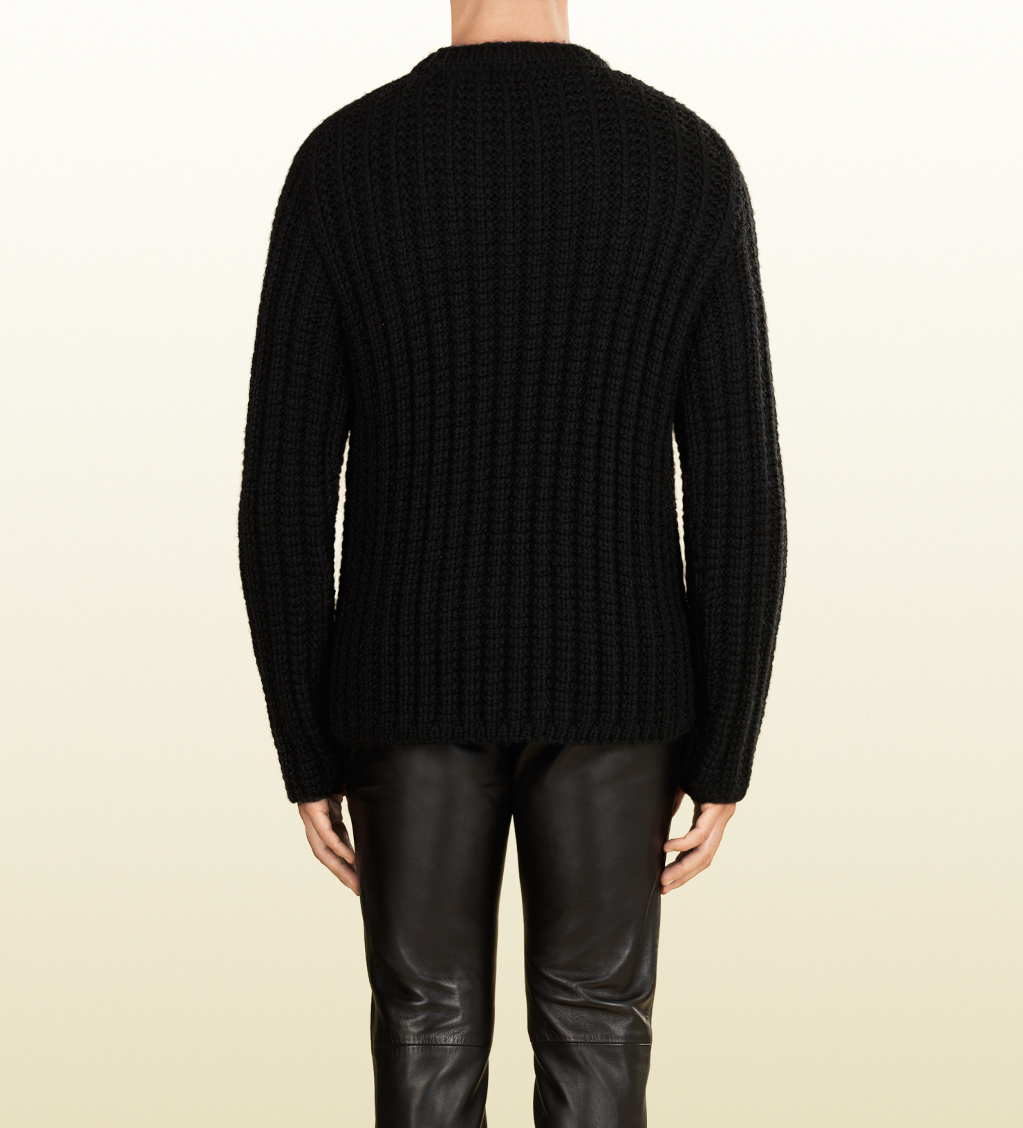 Lyst - Gucci Wool Mohair Sweater with Leather Detail in Black