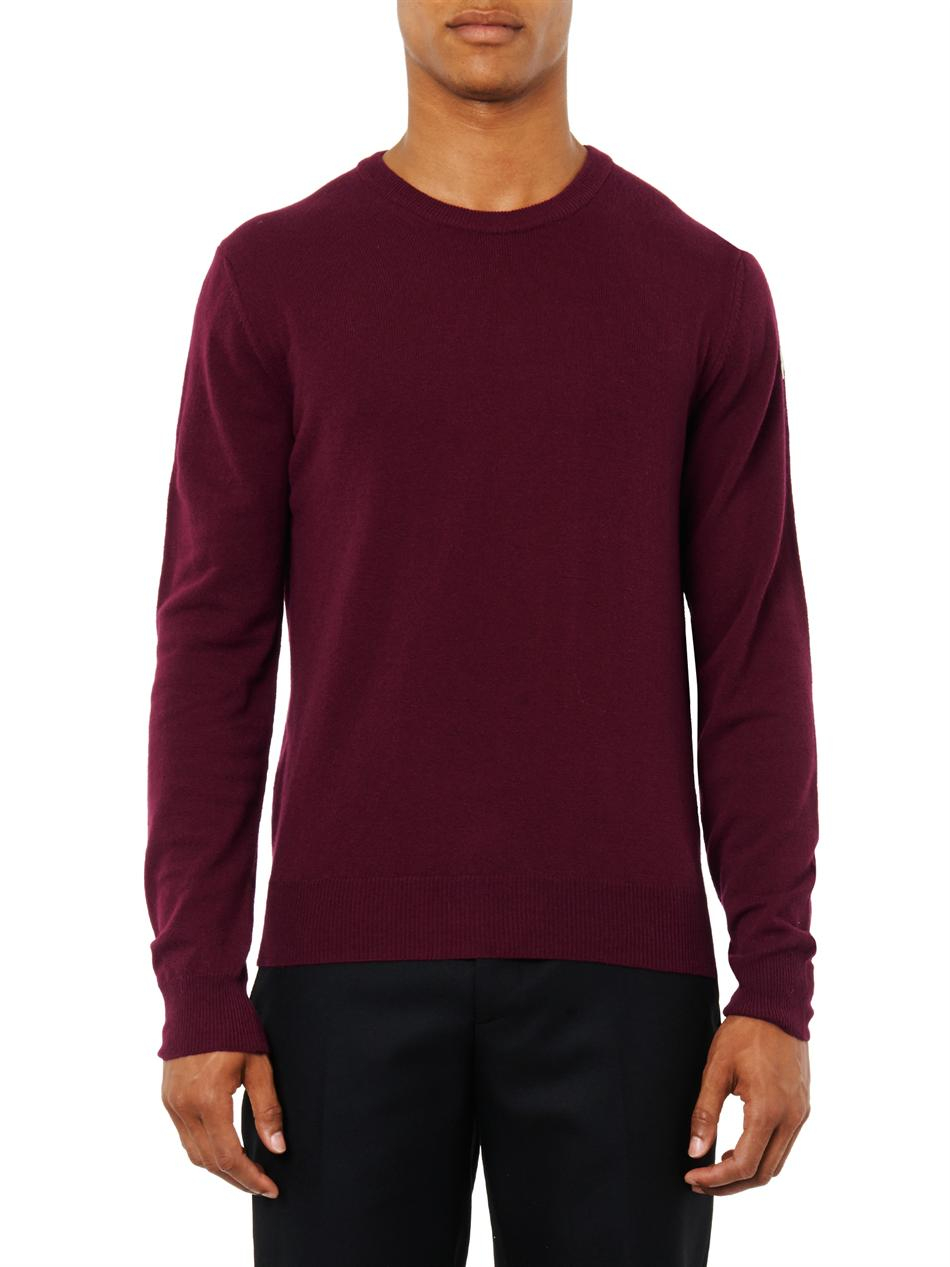 Lyst - Moncler Crew-neck Wool Sweater in Red for Men