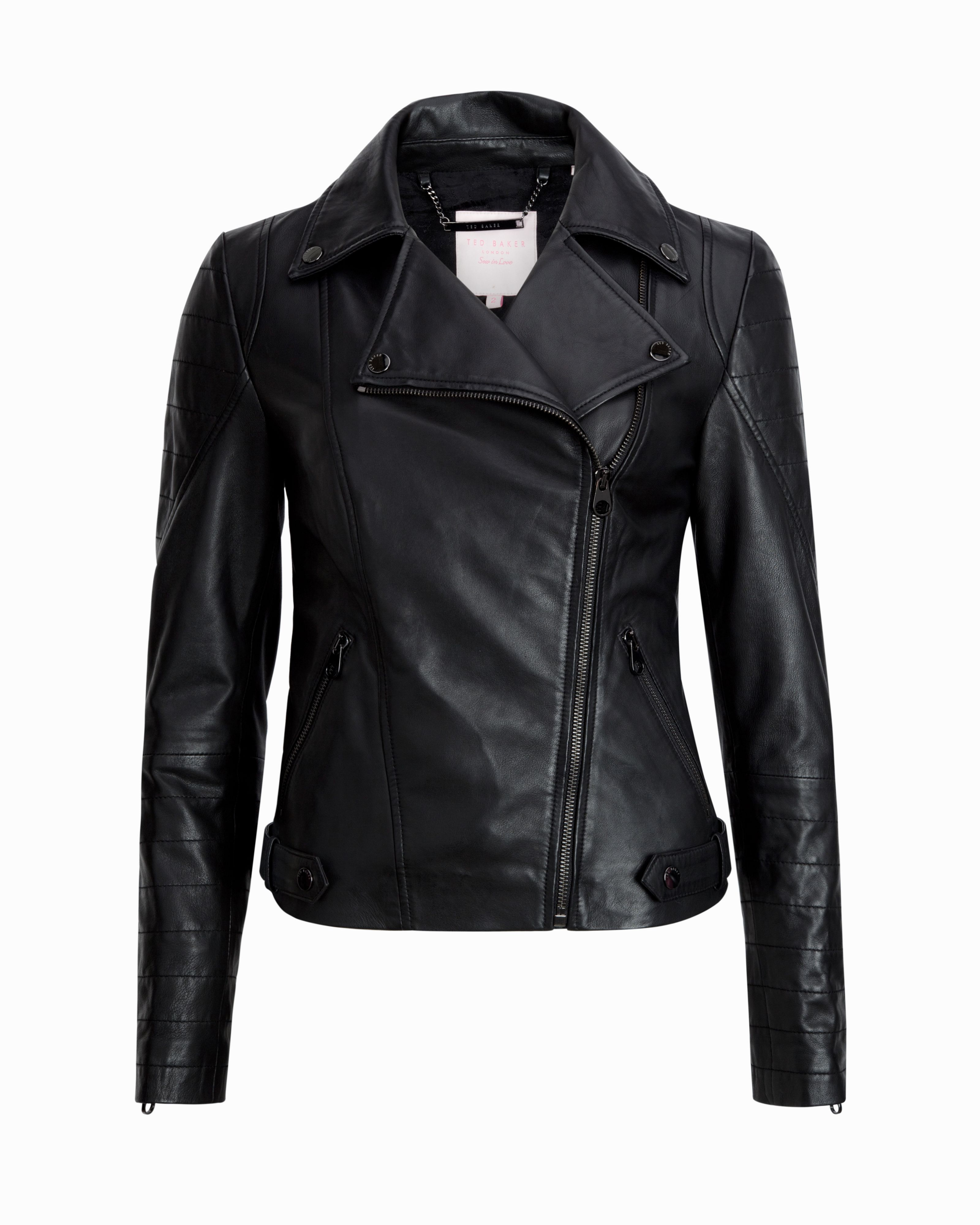 Ted Baker Preeya Leather Biker Jacket In Black Lyst Gallery