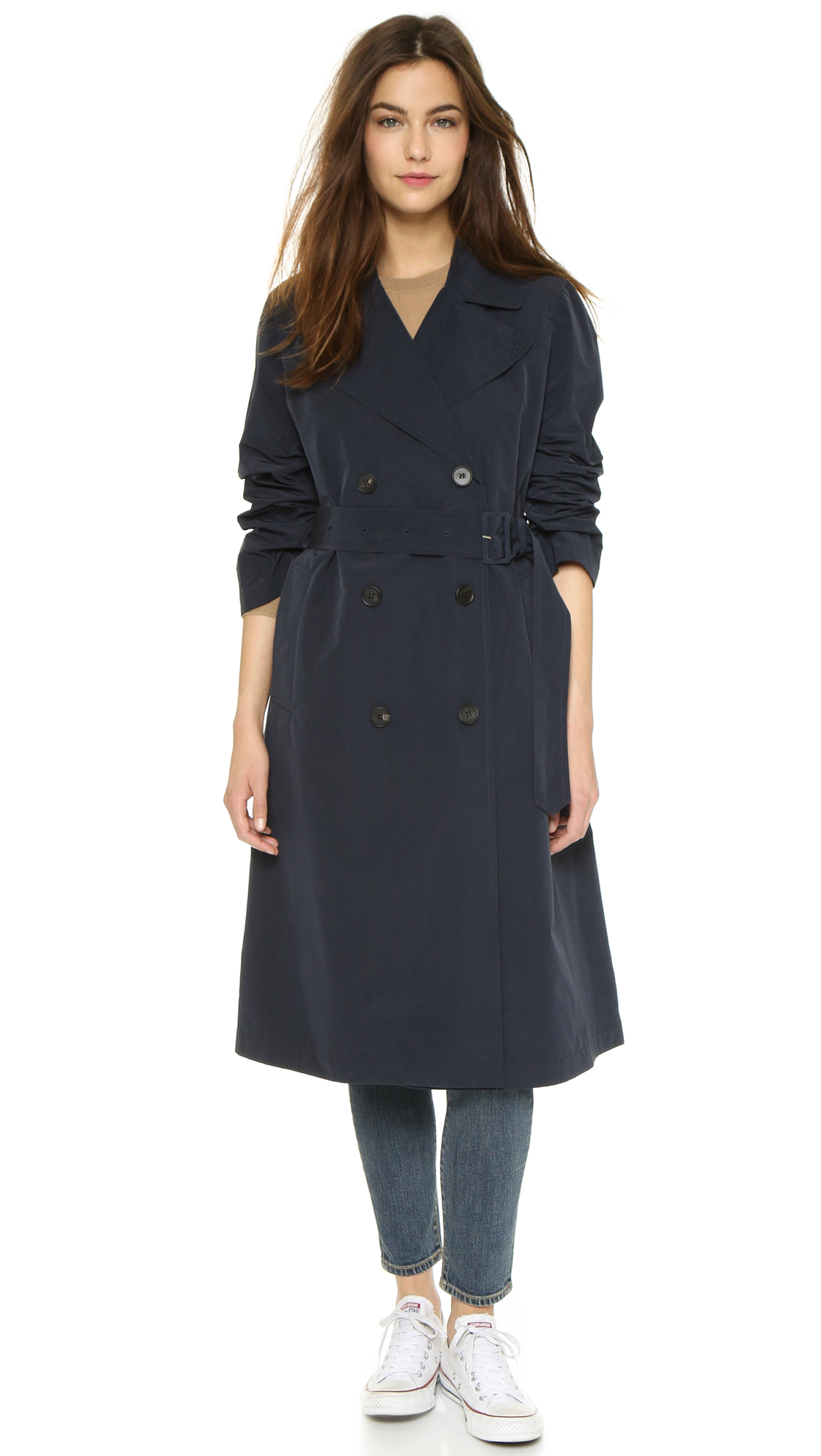 Women Trench Coat Uniqlo Us Long Sleeves Waterfall Front Wrap Trench Coat For Women With Waistband