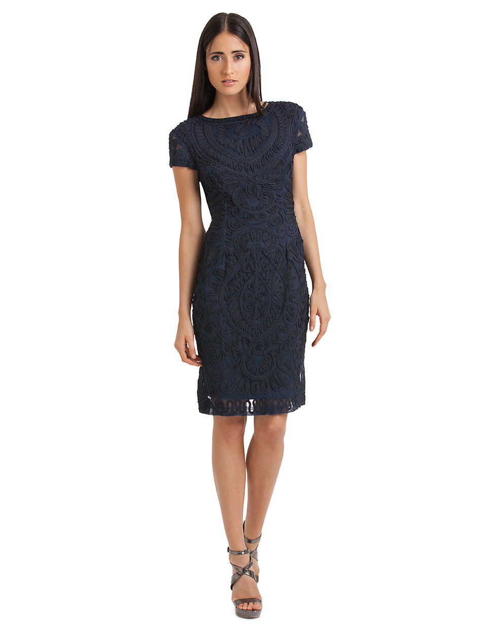 Js Collections Lace Sheath Dress in Blue (Navy) | Lyst