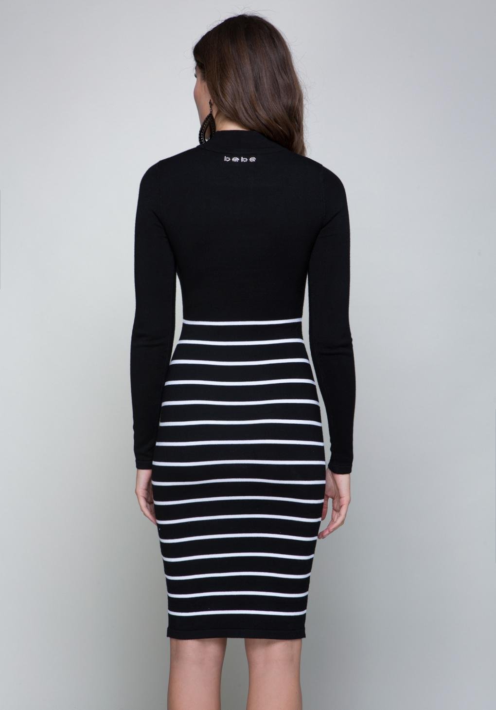 Download Lyst - Bebe Mock Neck Sweater Dress in Black
