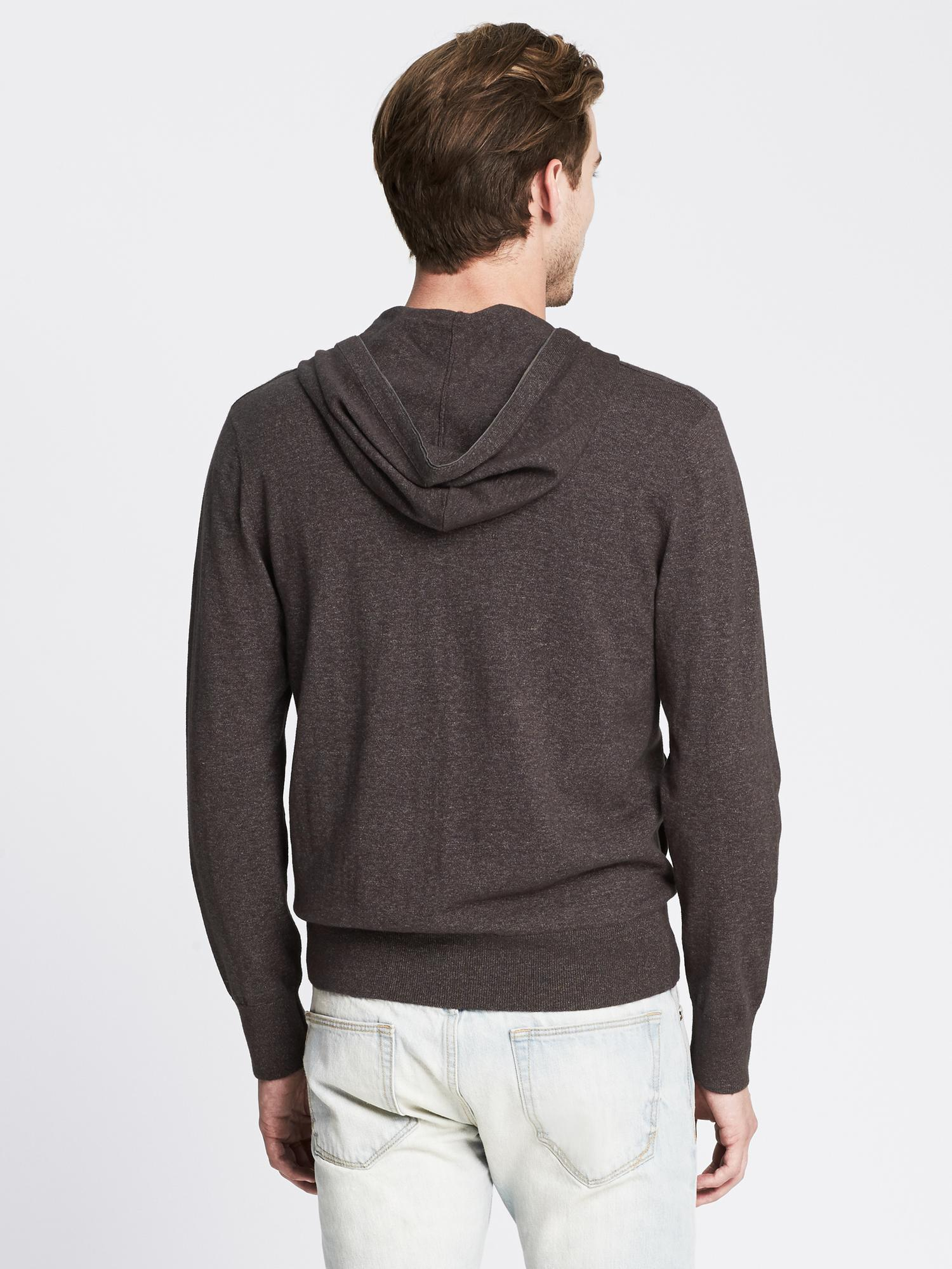 Lyst - Banana Republic Piped Hooded Zip Cardigan in Brown for Men