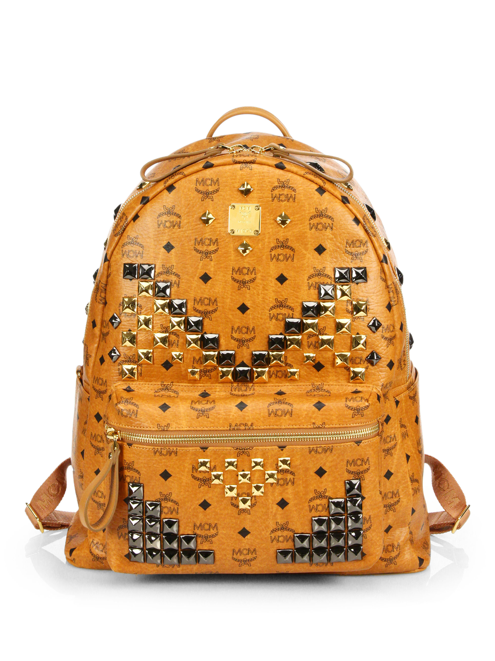Lyst - Mcm Caviar Leopard Stud Medium Backpack in Brown for Men
