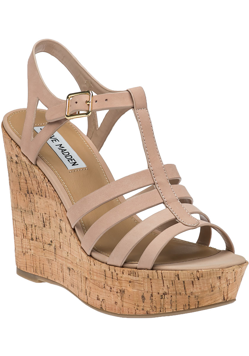 Steve madden Nalla Leather Wedge Sandals in Pink | Lyst