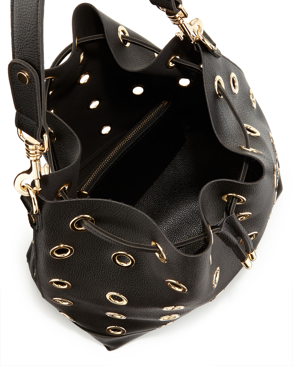 Lyst Neiman Marcus Grommet Large Bucket Bag in Black