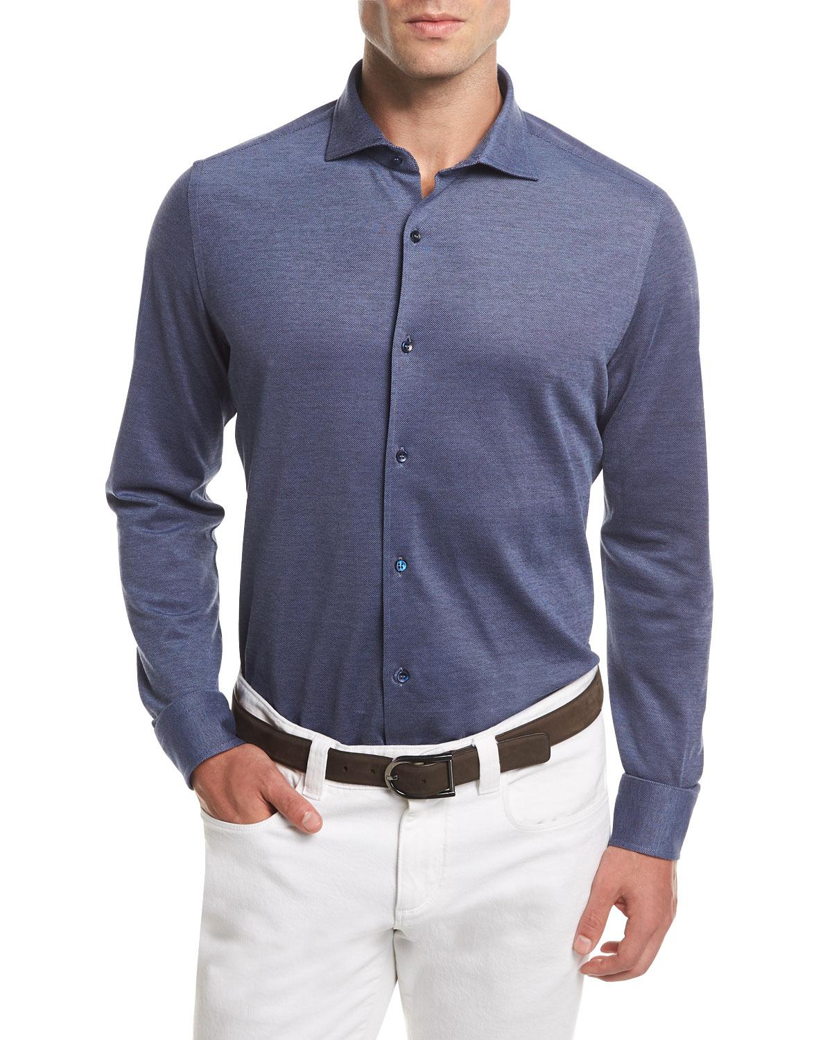 Lyst - Loro Piana Woven Cotton Oxford Sport Shirt in Blue for Men