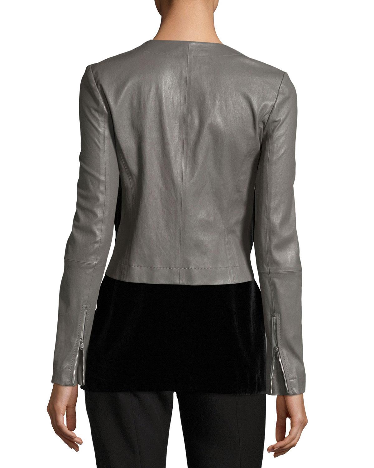Lyst Elizabeth And James Helen Long Sleeve Cropped Leather Moto Gallery