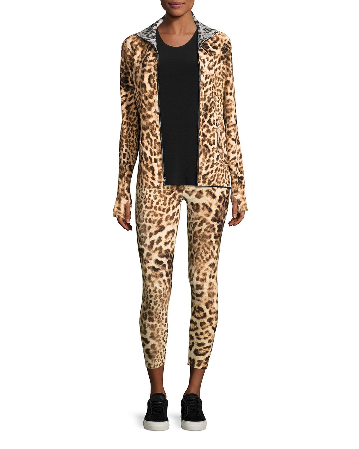 Norma Kamali Cropped Leopard-print Leggings - Lyst