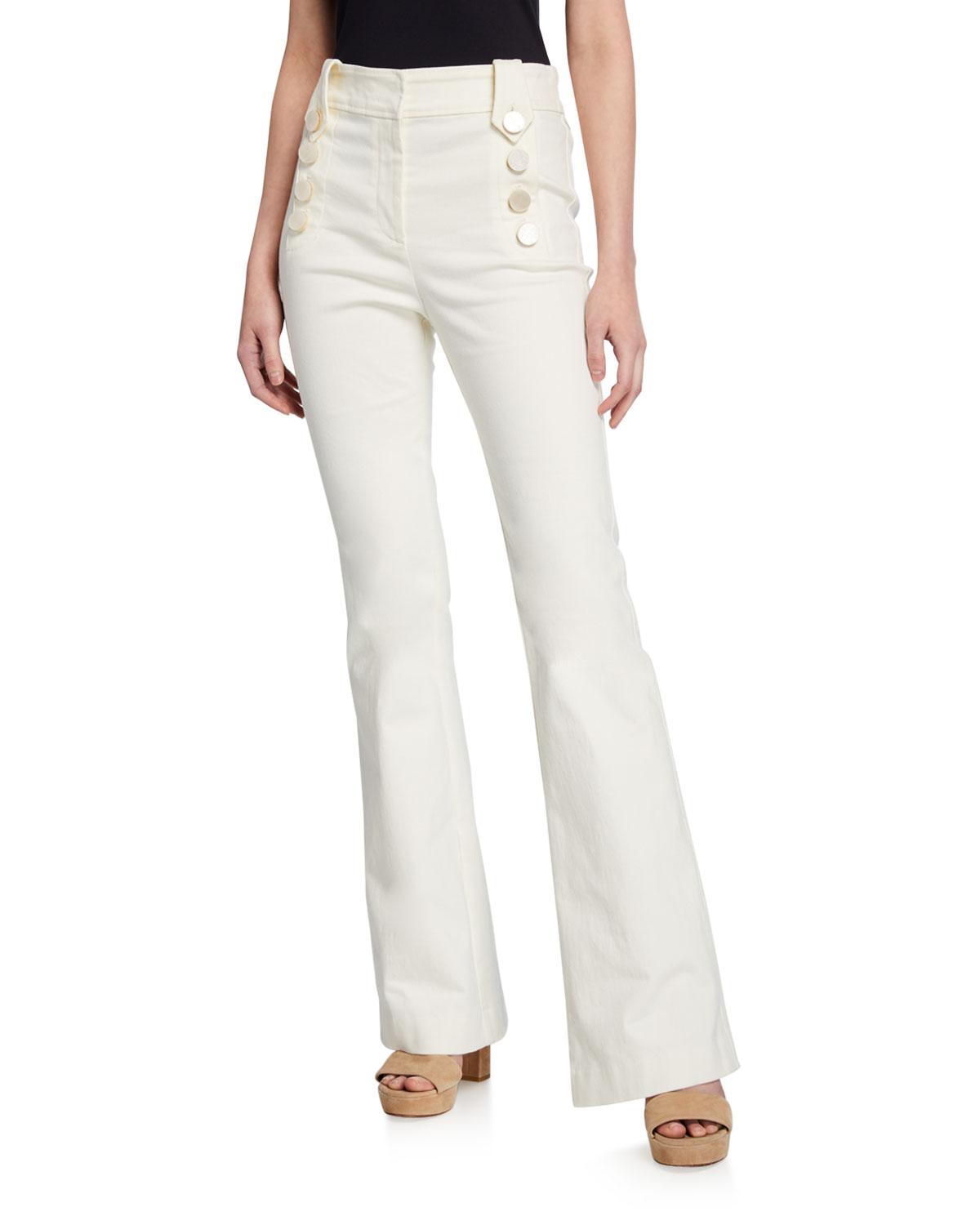 Alexis Cotton Esben High-rise Flare Pants With Sailor Buttons in Ivory ...