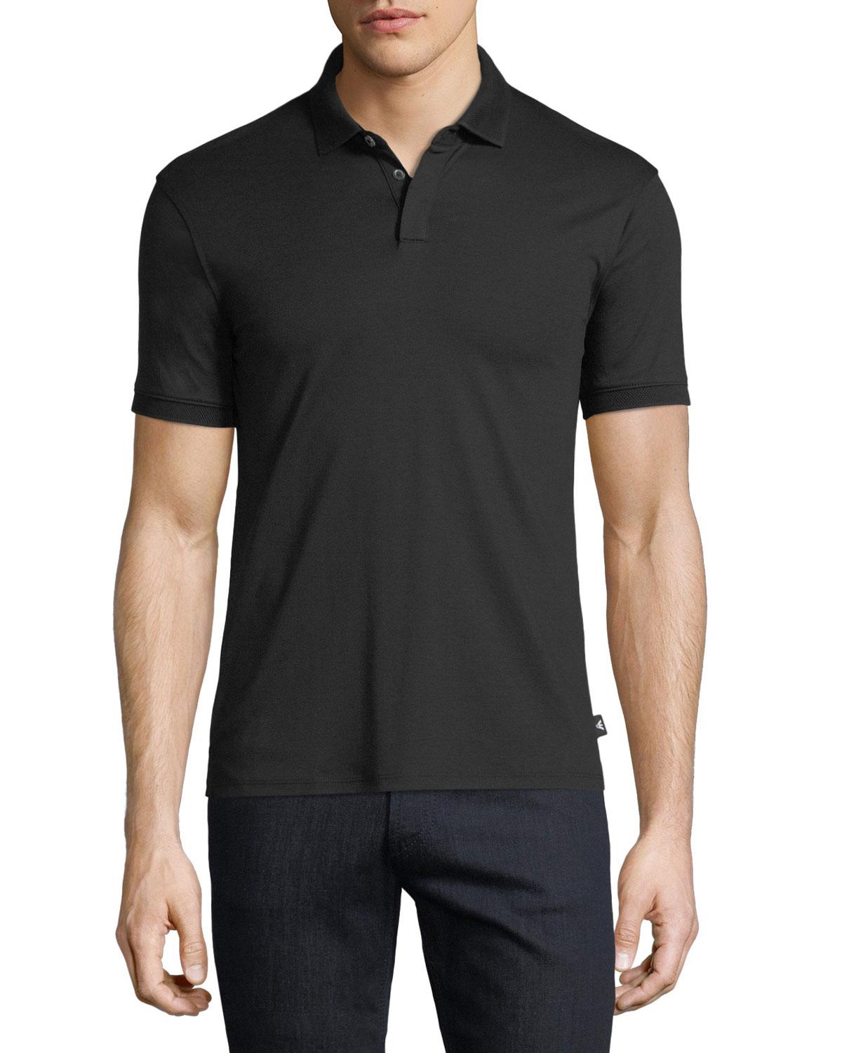 Emporio Armani Basic Textured Polo Shirt in Black for Men - Lyst