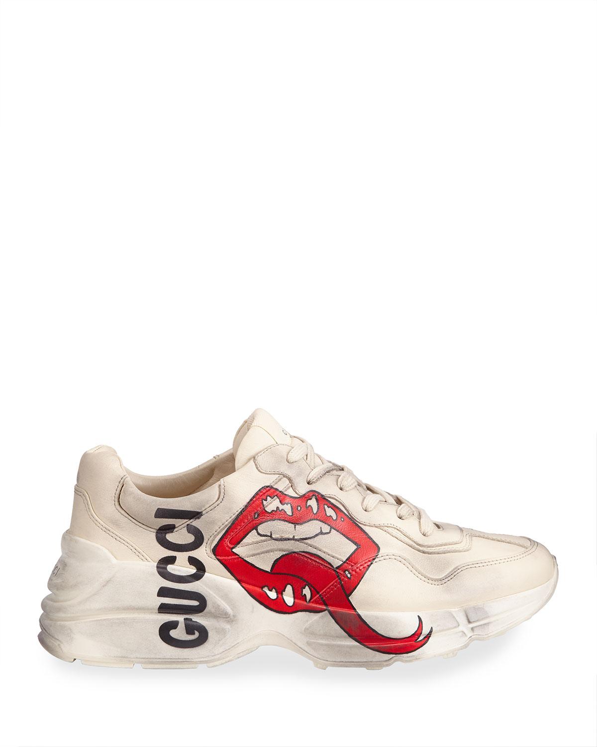 Gucci Rhyton Sneaker With Mouth Print in Ivory (White) for Men - Save ...