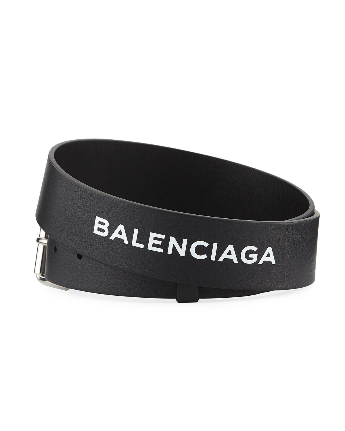 Balenciaga Men's Printed Single Logo Leather Belt in Black for Men - Lyst