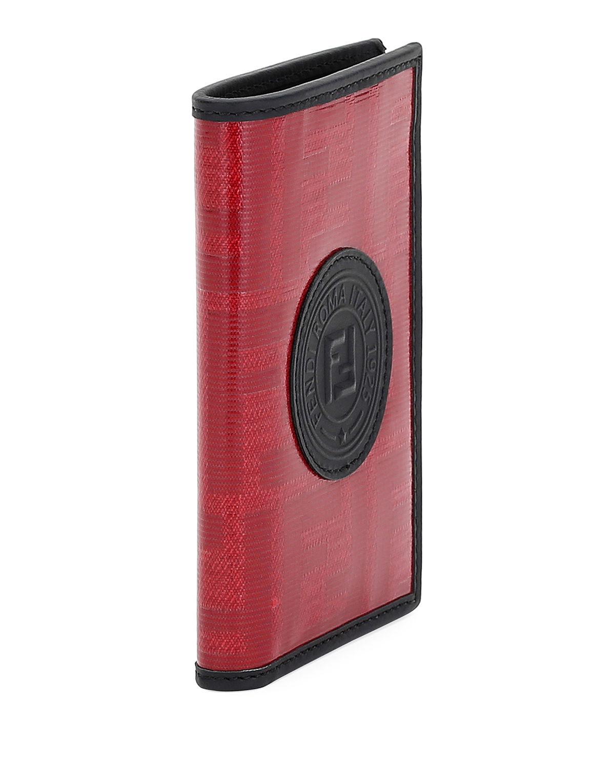 Fendi Men&#39;s Vetrificato Ff-canvas Vertical Bifold Wallet in Red - Lyst