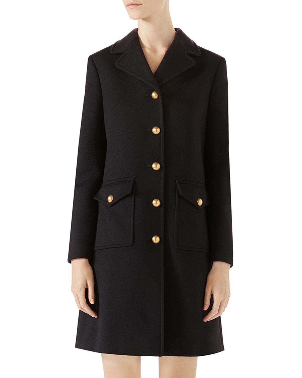 Gucci Wool Coat With Double G in Black - Save 4% - Lyst