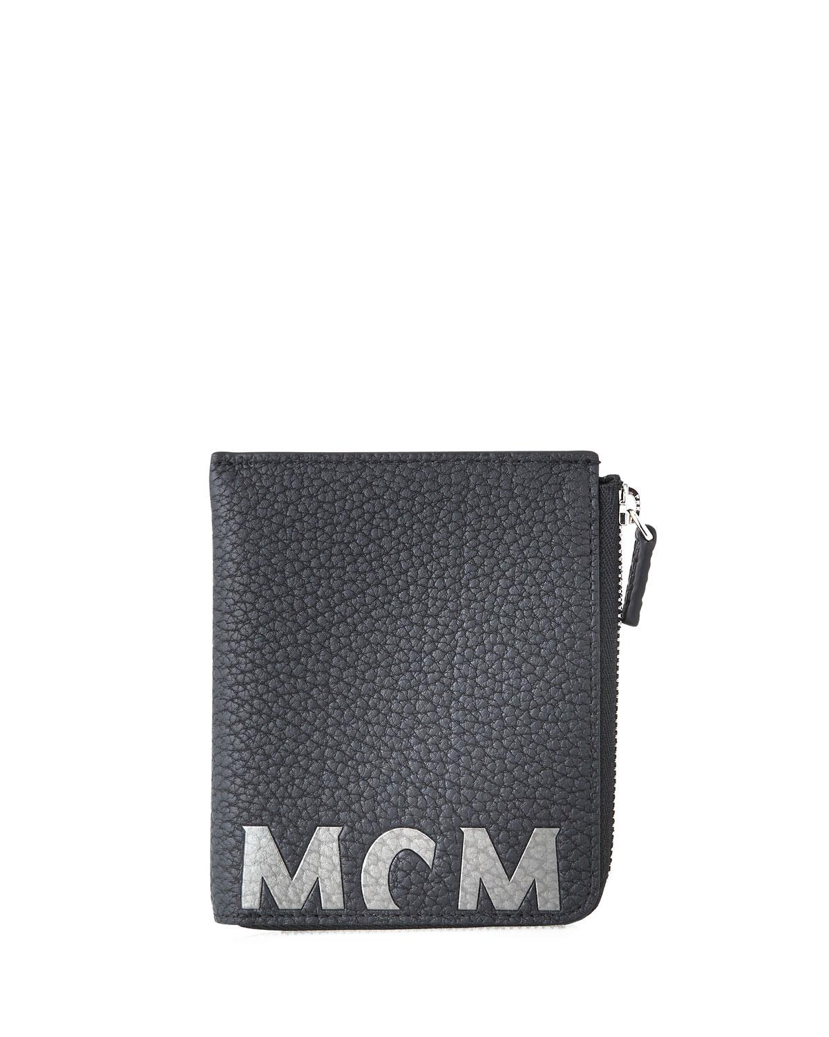 MCM Men's Big Logo Leather Zip Wallet in Black for Men - Lyst
