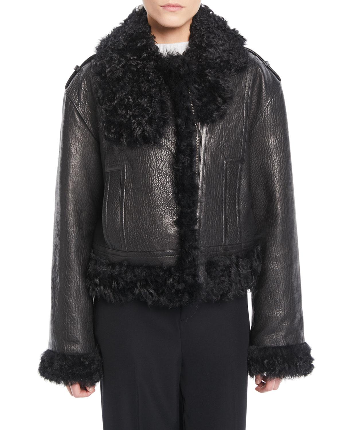 Lyst Vince Leather Moto Jacket W Shearling Lining In Black Save 60