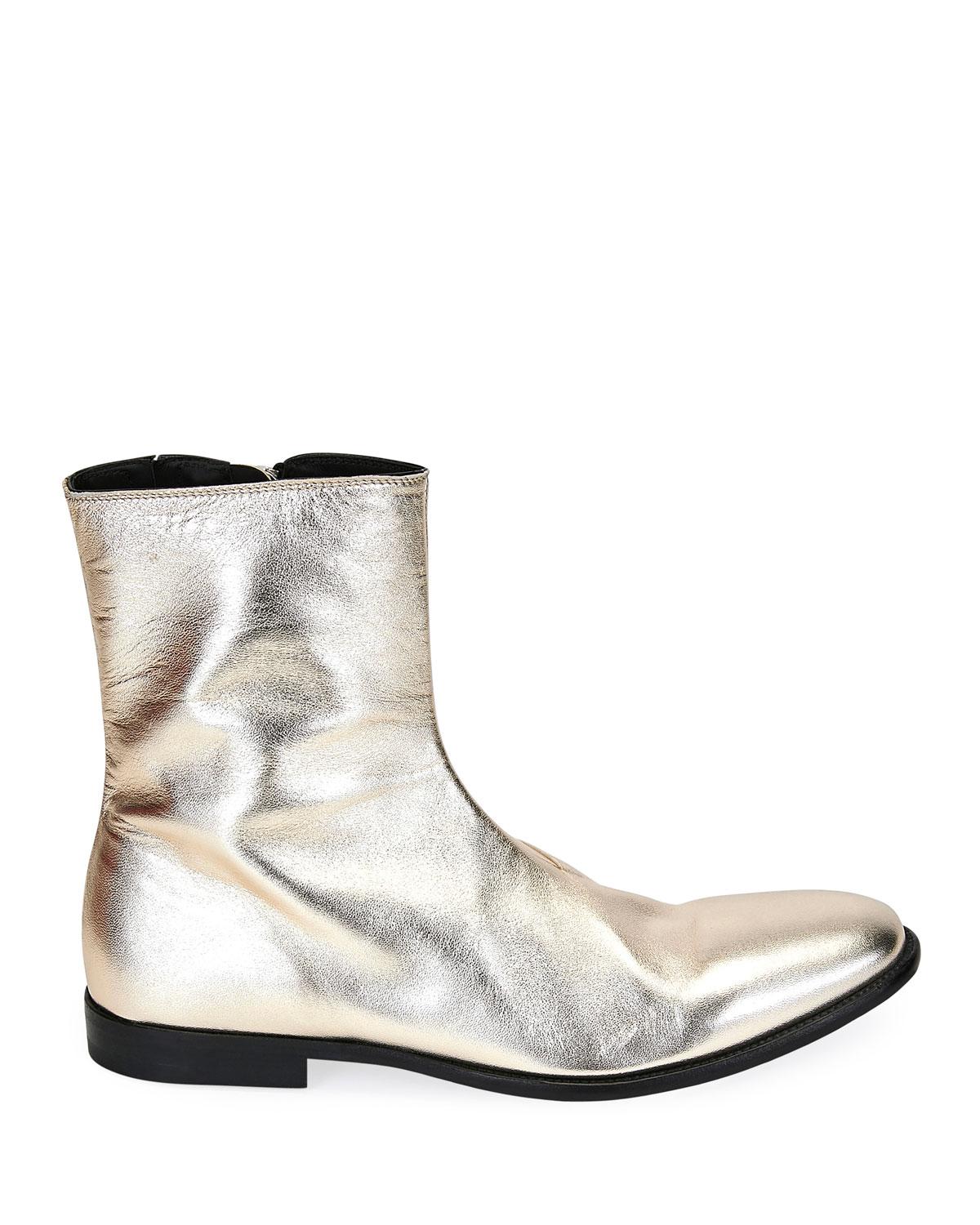 Alexander McQueen Men's Dream Metallic Leather Ankle Boots for Men Lyst