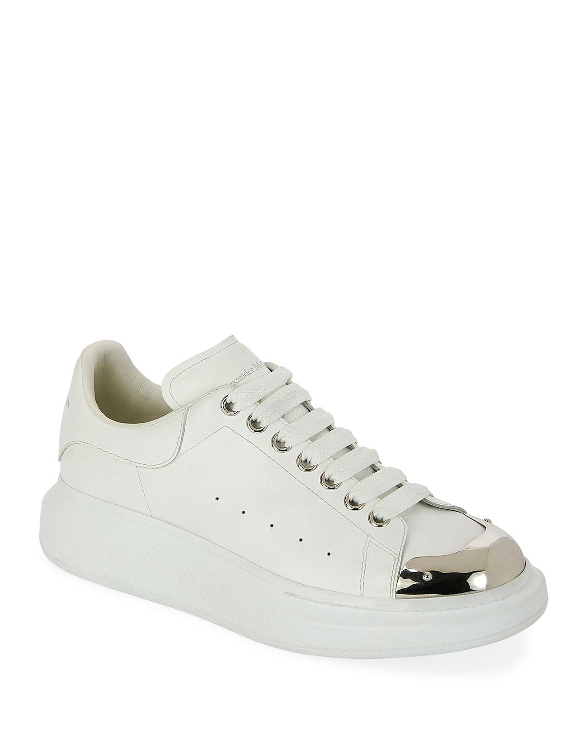 alexander mcqueen metallic leather sneakers