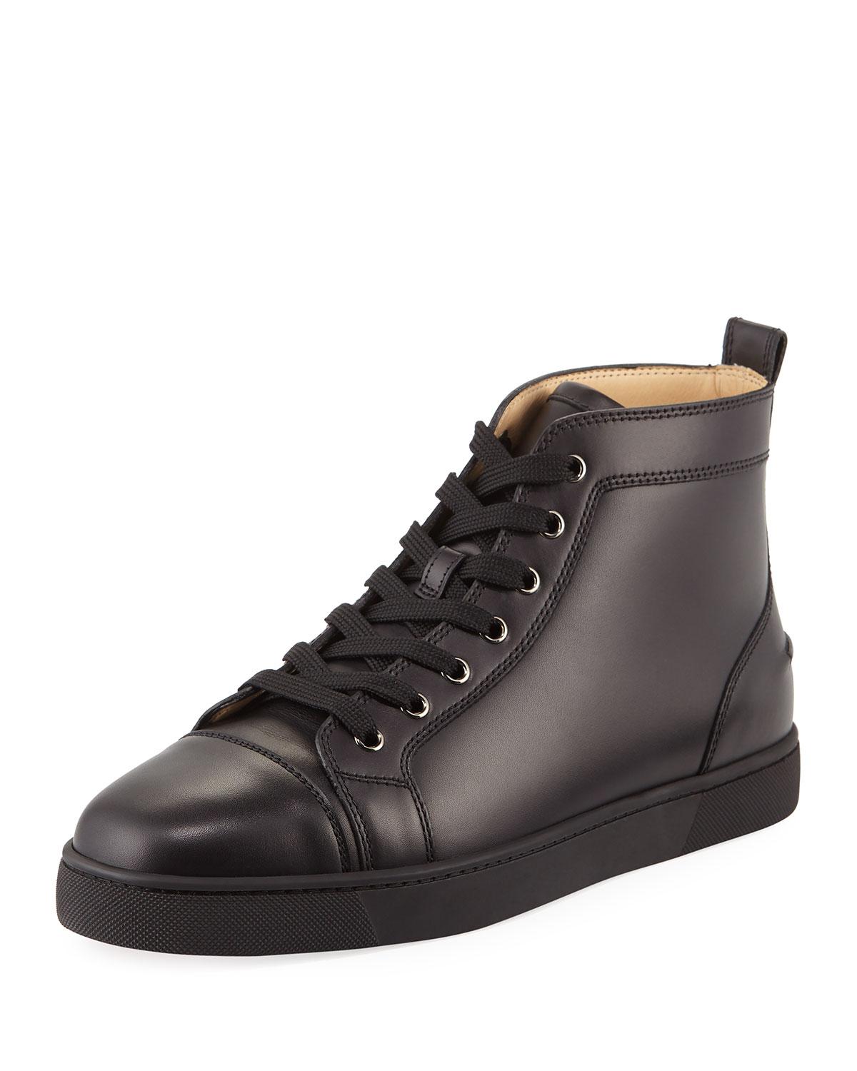 Lyst - Christian Louboutin Men&#39;s Louis Leather High-top Sneakers in Black for Men