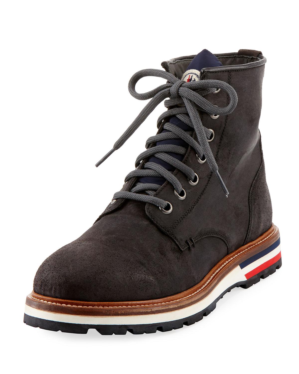 Lyst Moncler New Vancouver Leather Laceup Boot in Blue for Men