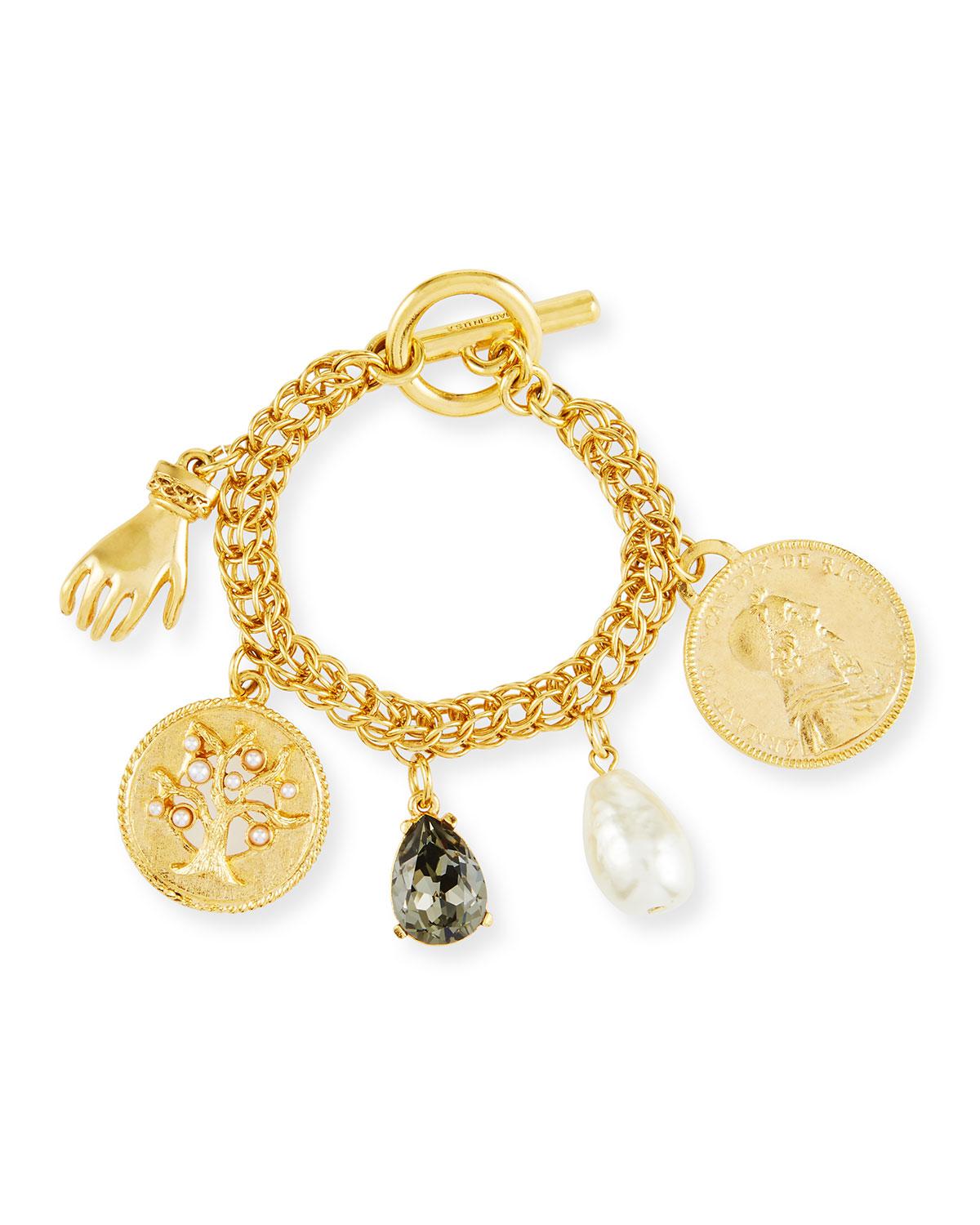 Lyst Oscar De La A Mixed Talisman Coin Toggle Charm Bracelet Oscar De La A Women S Metallic Mixed Talisman Coin Toggle Charm Bracelet