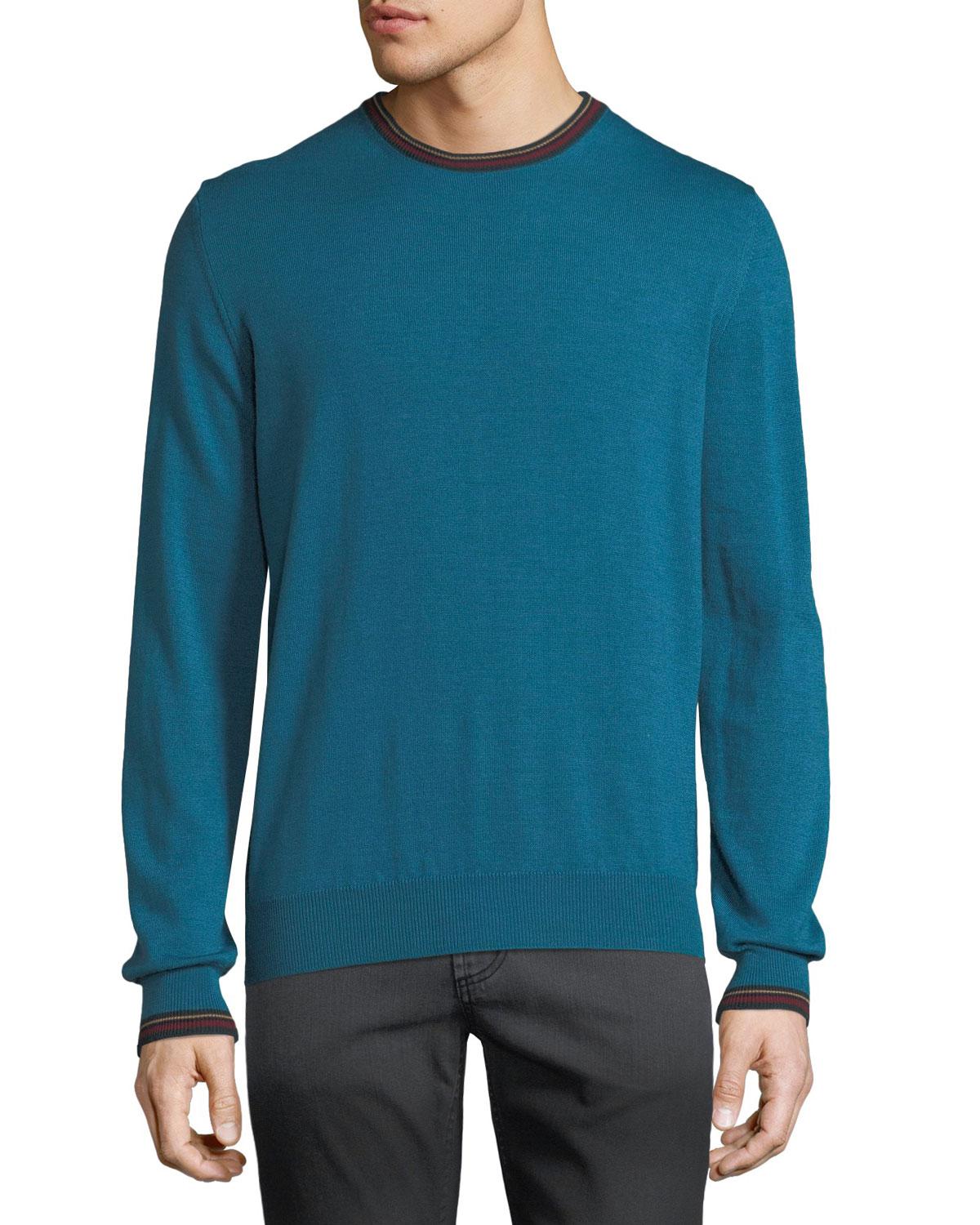 Lyst - Etro Men's Collegiate Crewneck Wool Sweater in Blue for Men