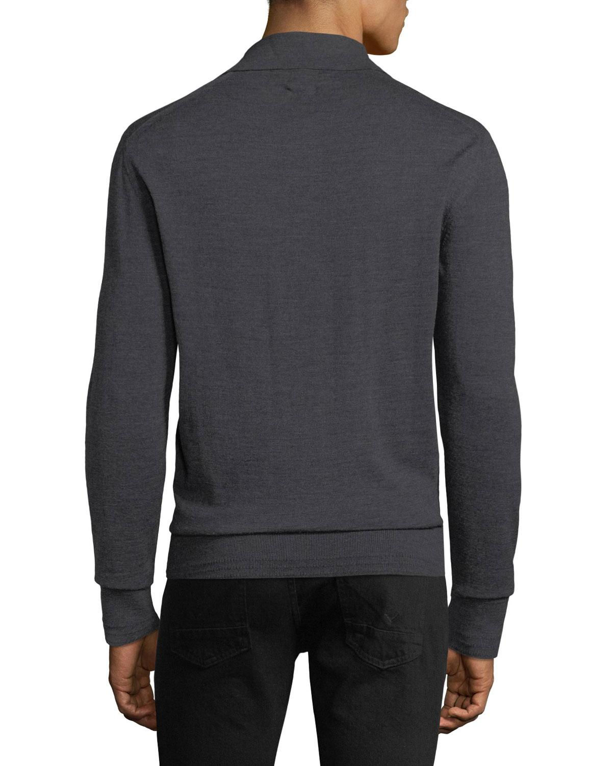 Lyst - Tom Ford Men's Long-sleeve Merino Wool Polo Shirt in Gray for Men