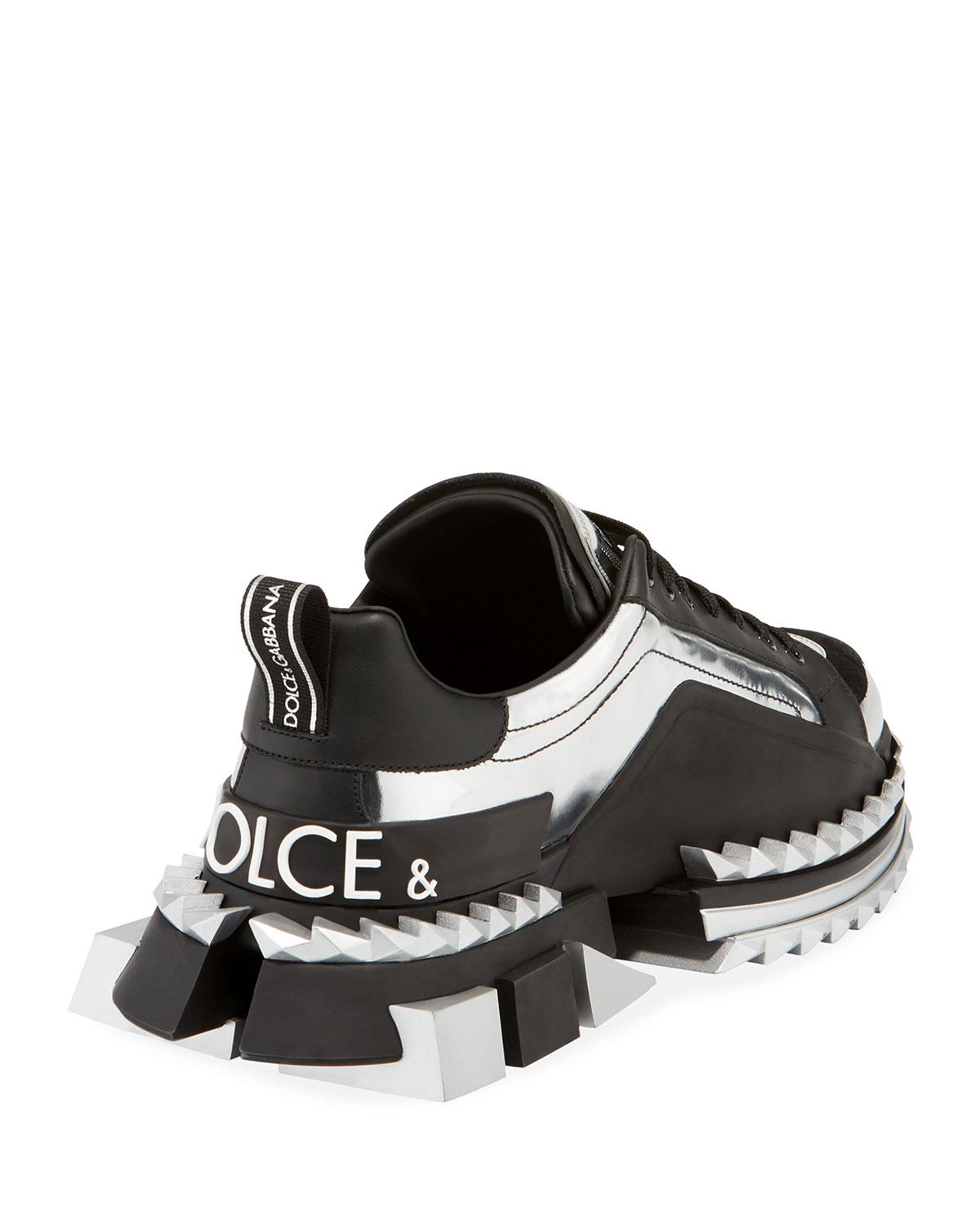 Dolce & Gabbana Men's Super King Metallic Trainer Sneakers in Black for ...