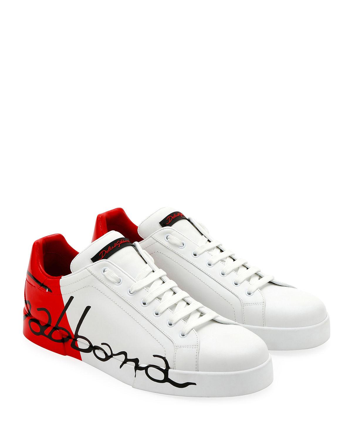 Lyst - Dolce & Gabbana Men's Signature Portofino Logo Sneakers in White ...