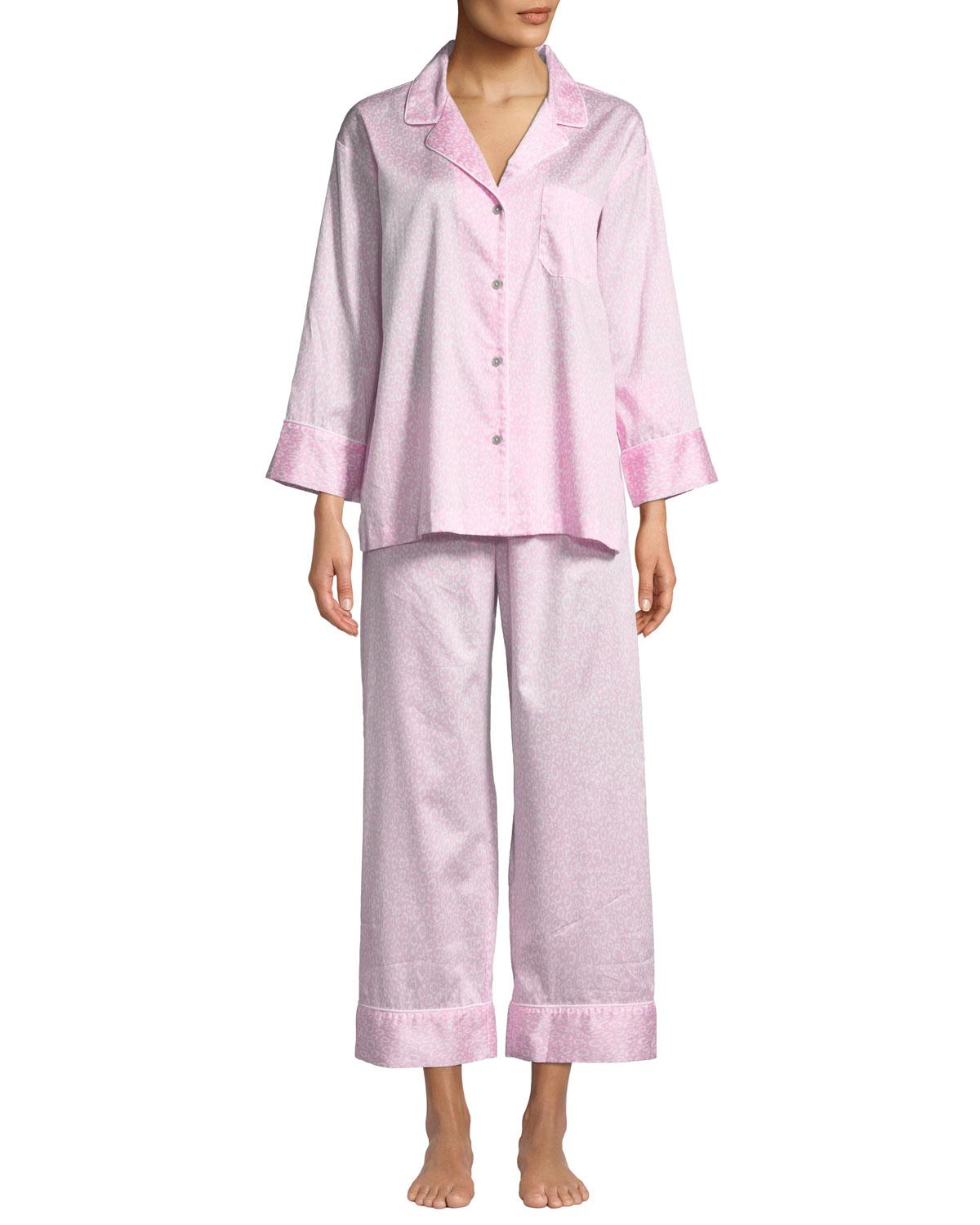 Natori Leopard-print Cotton Two-piece Pajama Set in Pink Patterned ...