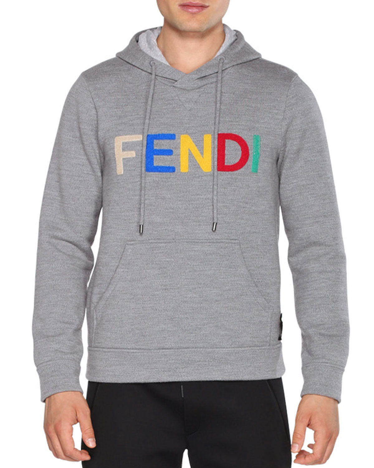 Lyst - Fendi Shearling-logo Pullover Hoodie in Gray for Men