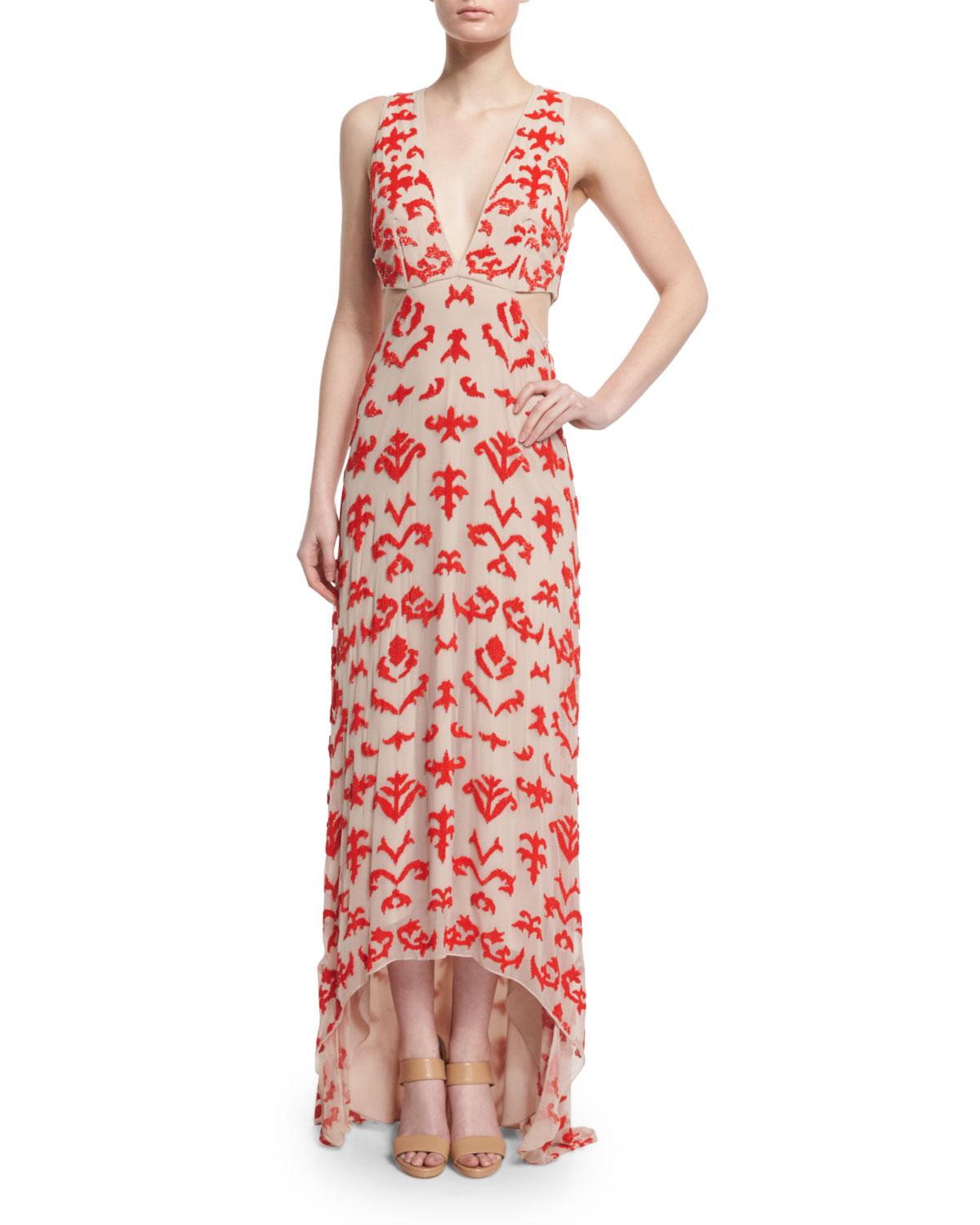 alice and olivia florence high low gown