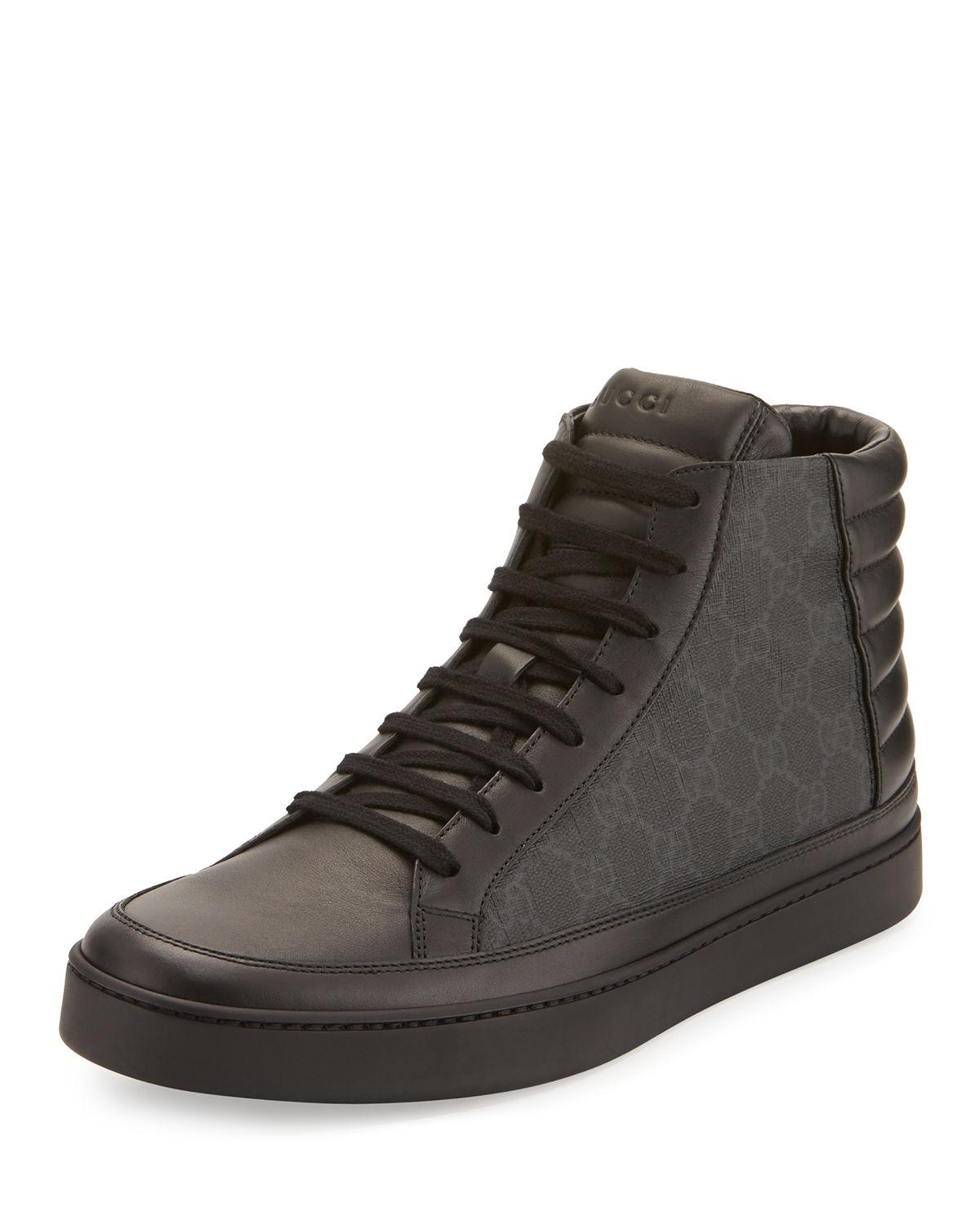 Gucci Common Canvas & Leather High-top Sneaker in Black for Men | Lyst