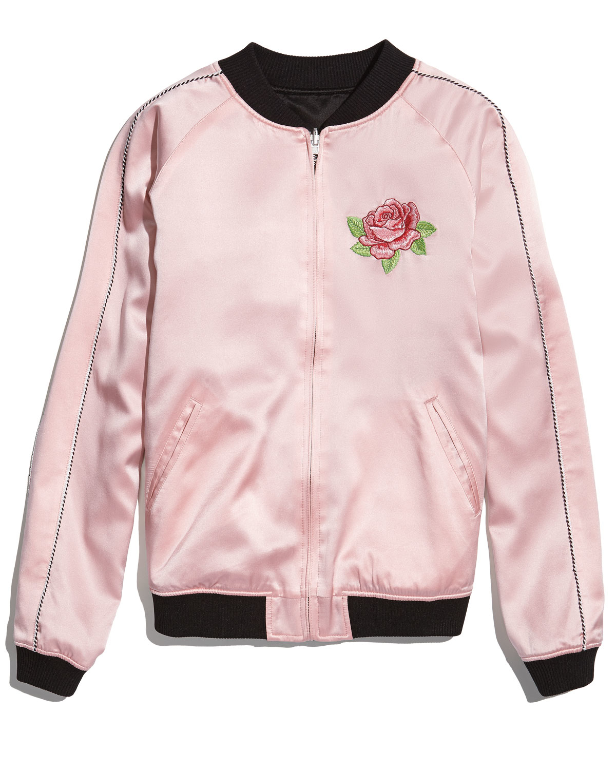 Opening ceremony Reversible Embroidered Silk Varsity Jacket in Pink | Lyst