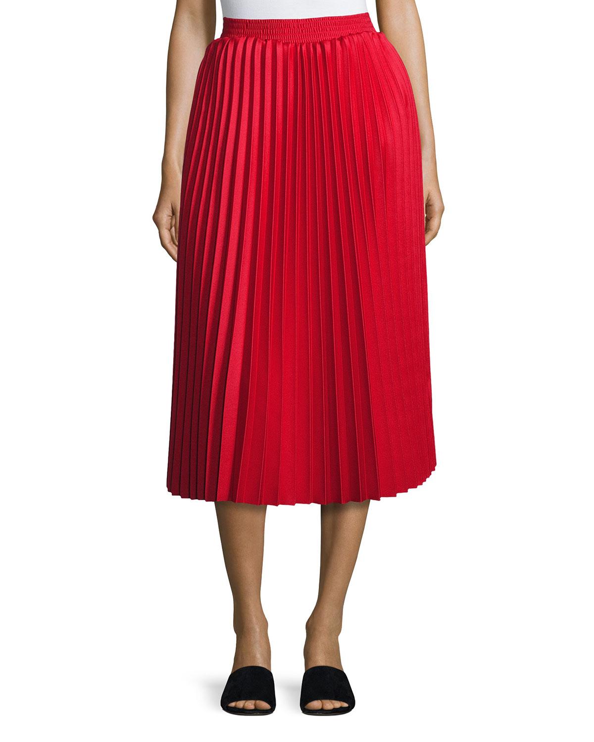 Balenciaga Accordion-pleated Midi Skirt in Red | Lyst